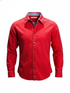 Tommy Hilfiger EUC Bright Red Long-Sleeve Dress Shirt
